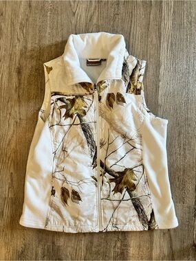 NorthCrest White Camo Fleece-Lined Vest Size XL